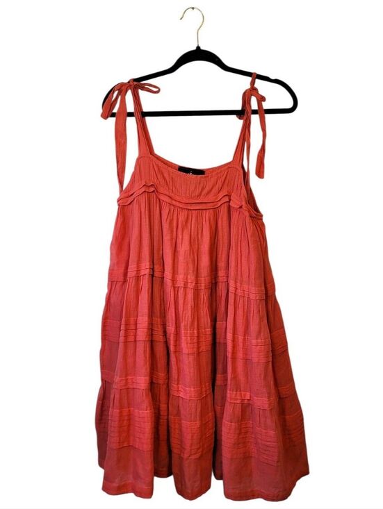 Seema Kahai Dresses & Skirts - Seema Kahai Women’s Rust Tie-Shoulder Tiered Cotton Sundress Size XS